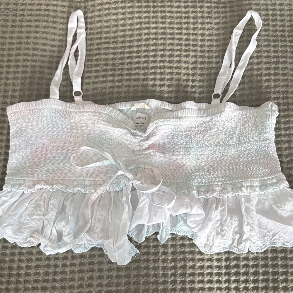 White Ruffled Crop Top